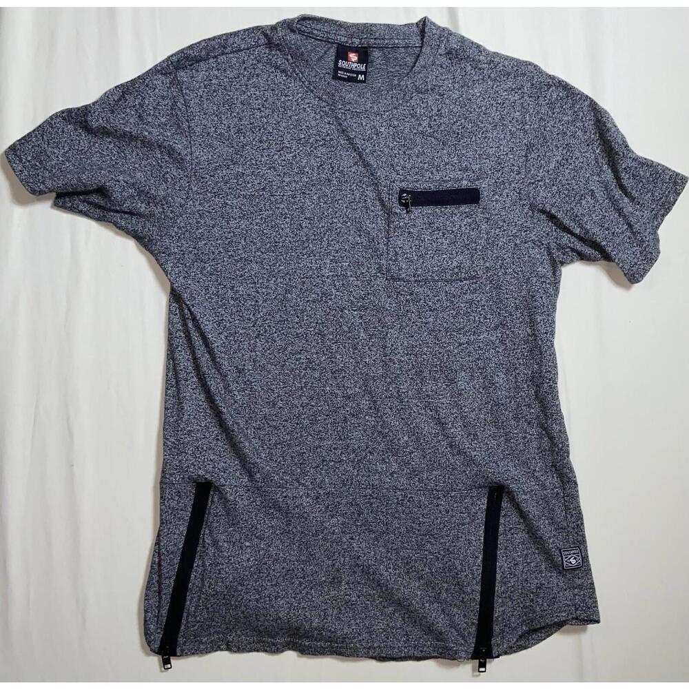 Southpole Men's Shirt Short Sleeve Solid Gray Zipper Accent Size Medium M